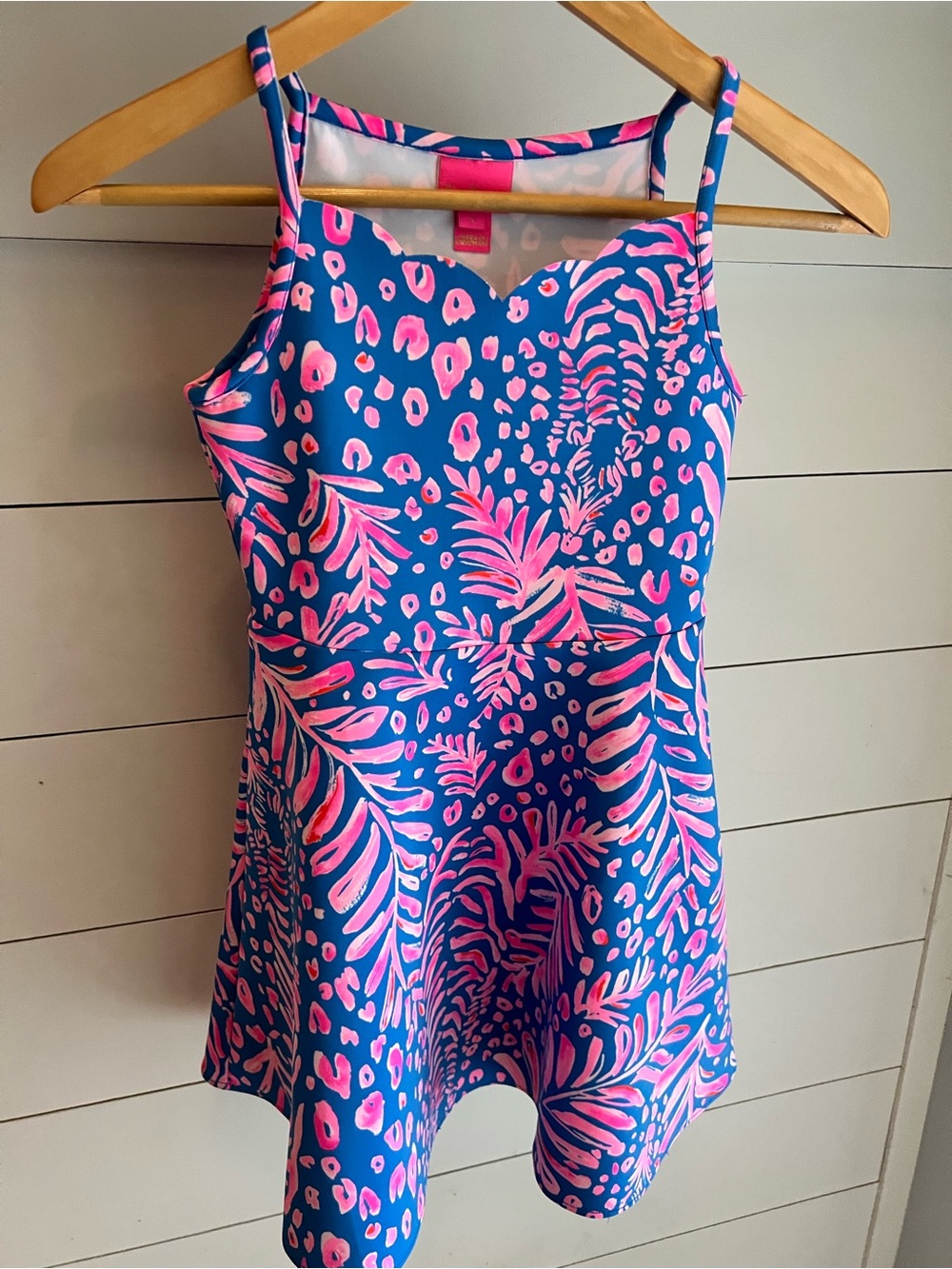 Lilly Pulitzer Girls Breelyn Blue and Pink Twirl Scallop top Dress Size 8 - Picture 1 of 10